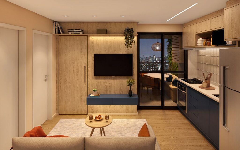 VINX Bresser Mooca, apartamento decorado com sala integrada à cozinha