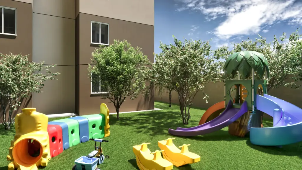 Abytá Santo Amaro, playground com brinquedos e gramado