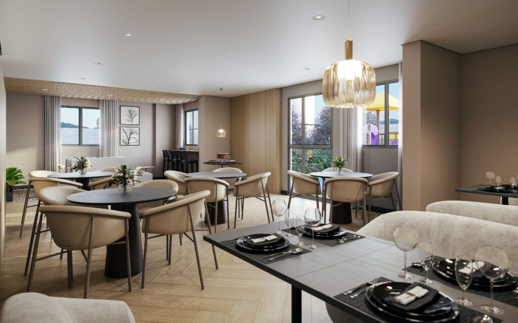 Alto Chácara Santo Antônio, apartamento decorado com sala e cozinha integradas