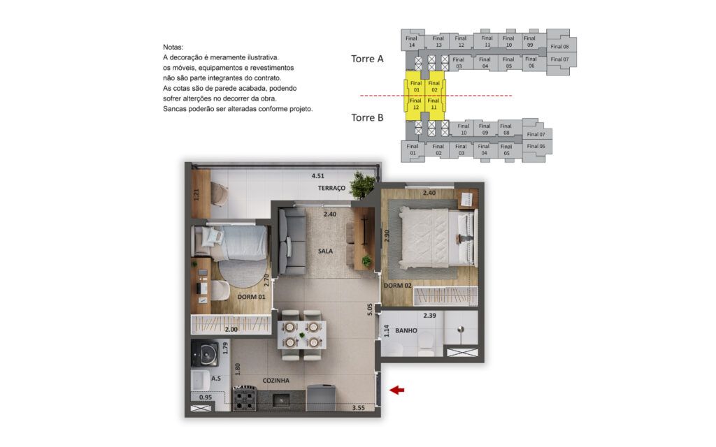 Alto Chácara Santo Antônio, planta do apartamento, foto 2