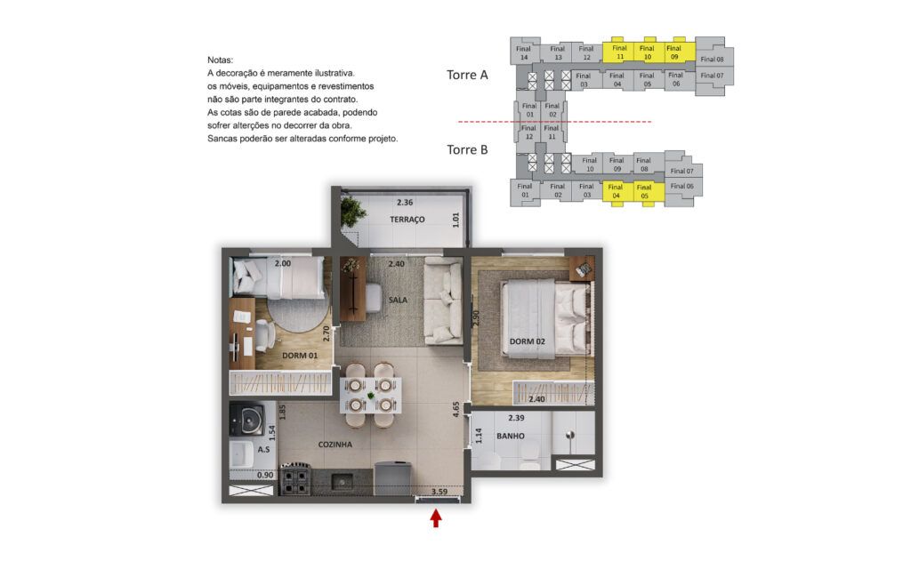 Alto Chácara Santo Antônio, planta do apartamento, foto 3