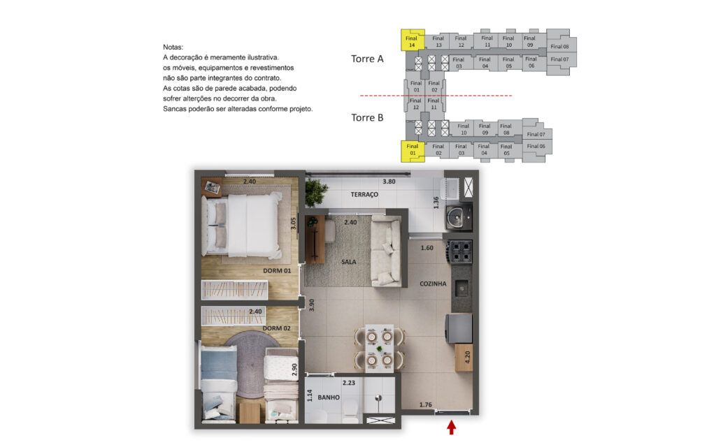 Alto Chácara Santo Antônio, planta do apartamento, foto 4