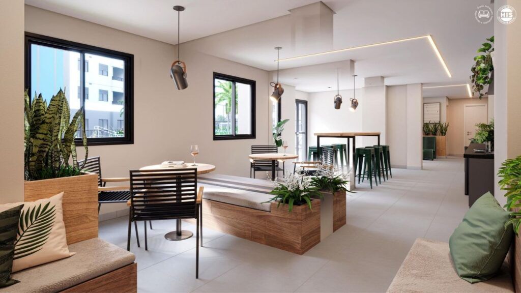 Vinx Jurubatuba Home Resort, espaço gourmet com cozinha, mesa e vista