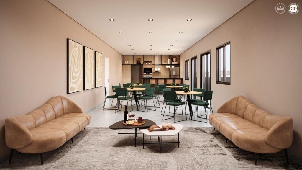 Vinx Jurubatuba Home Resort, lounge de convívio com sofás e poltronas