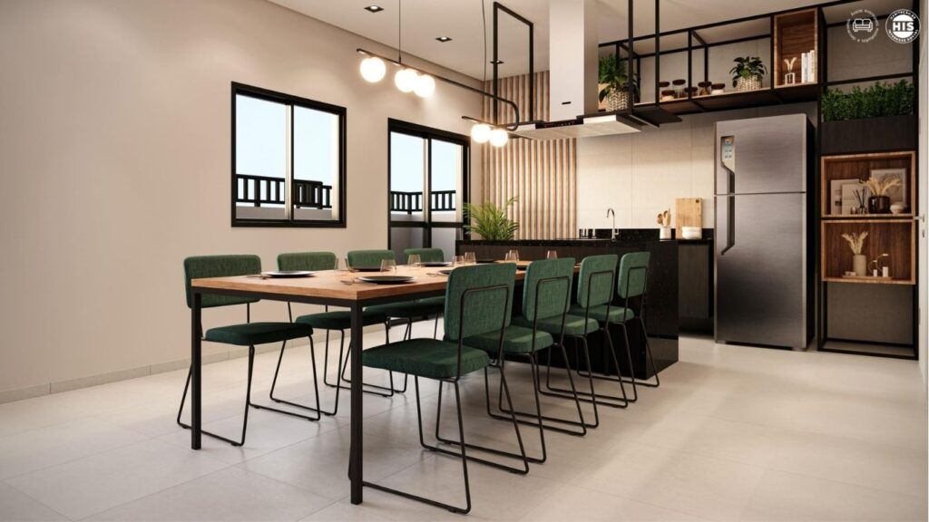 Vinx Jurubatuba Home Resort, coworking com bancada alta e banquetas