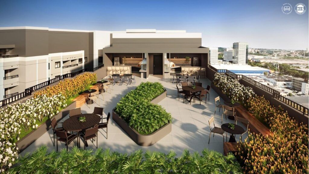 Vinx Jurubatuba Home Resort, terraço com jardim, área de convívio e vista da cidade