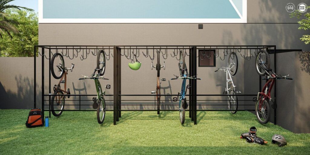 Vinx Jurubatuba Home Resort, bicicletário com suportes de parede