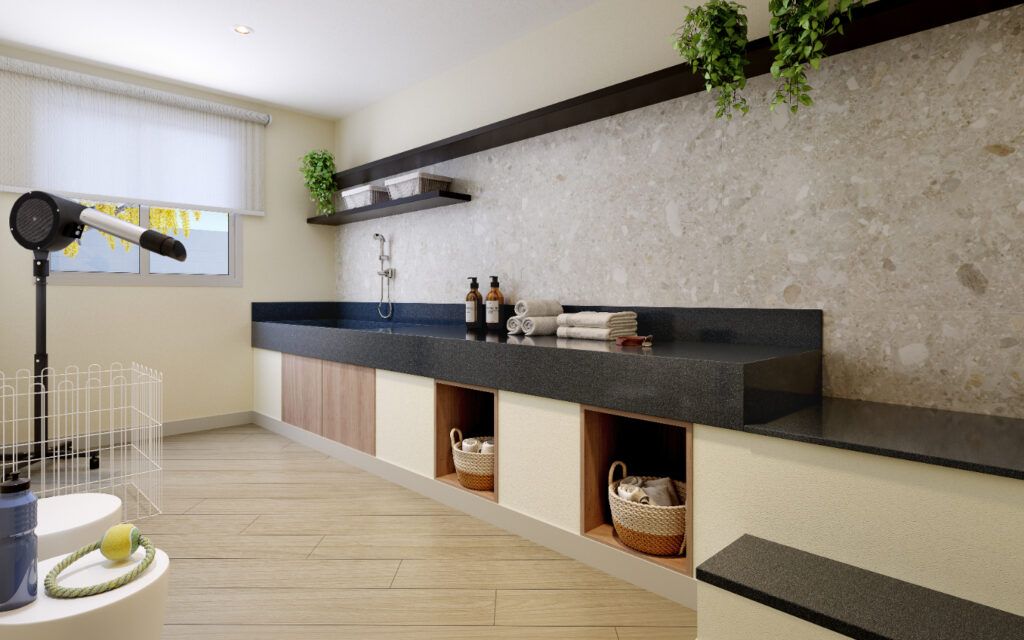 Praça Santo Antônio, espaço gourmet com bancada e churrasqueira