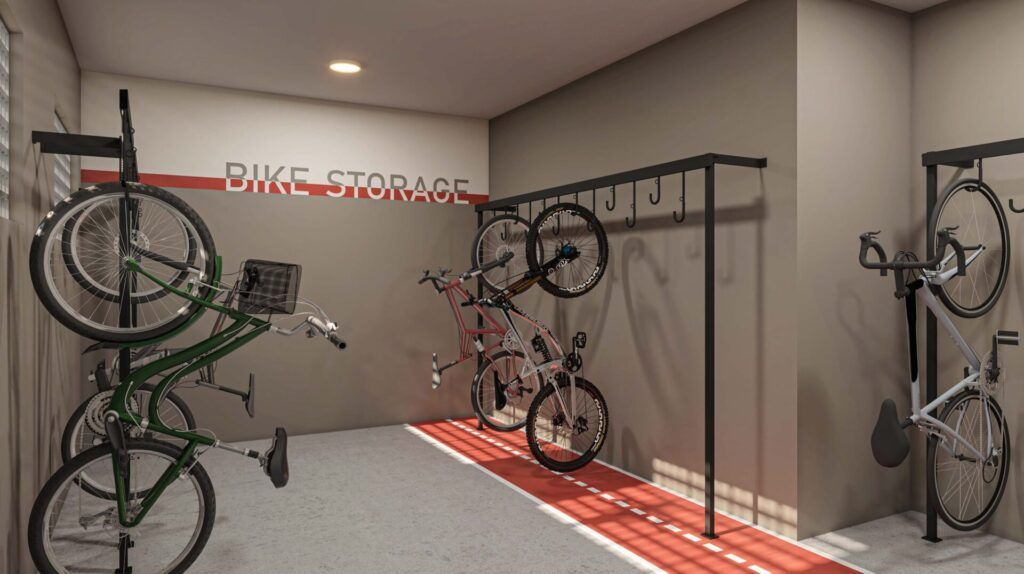 Vibra Nações Unidas, bicicletário com suportes de parede