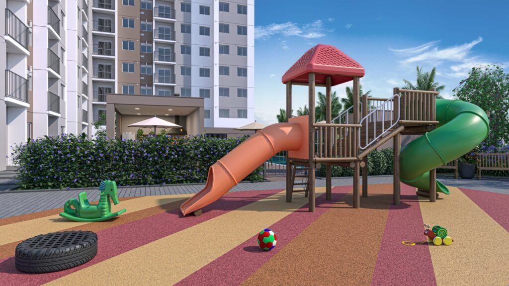 Vibra Nações Unidas, playground com escorregador e piso emborrachado