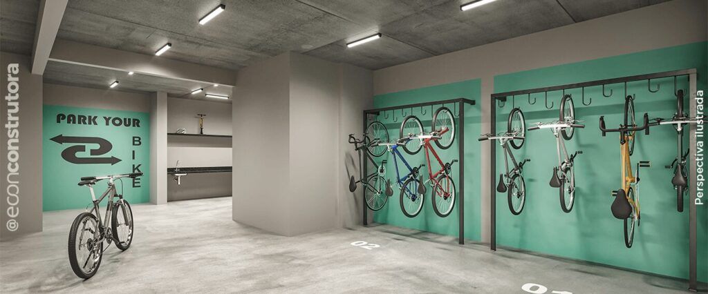 TEE Marajoara, bicicletário com suportes de parede
