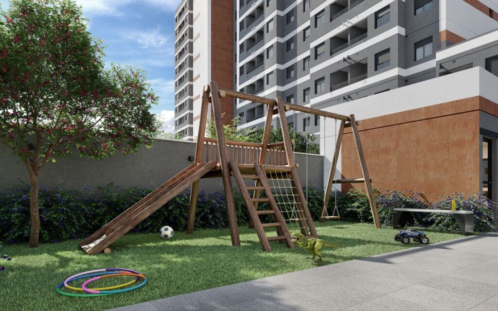 VINX Bresser Mooca, playground com escorregador e área de recreação