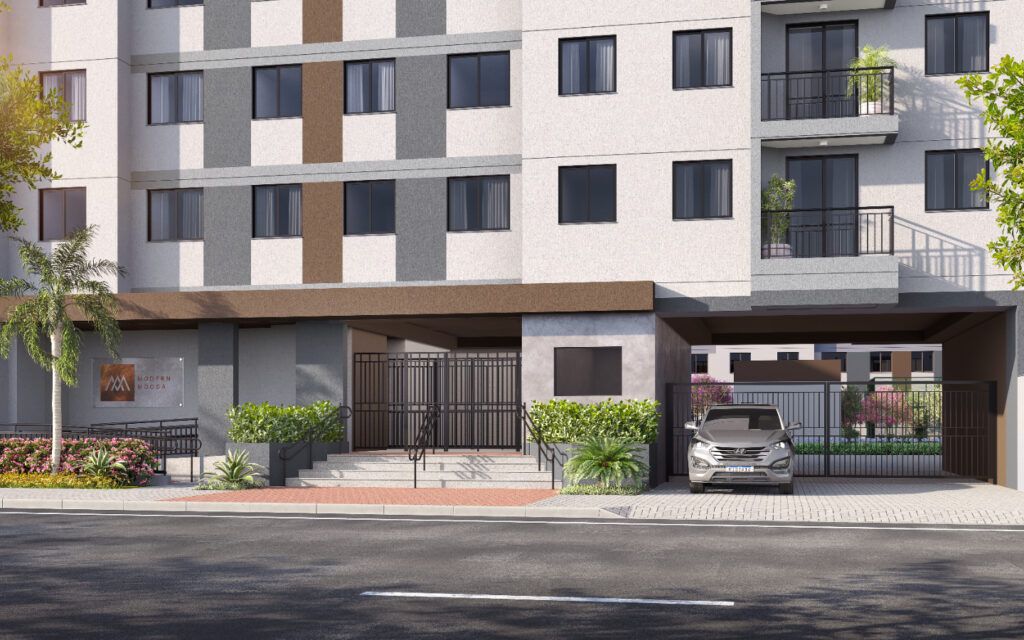 Modern Mooca, fachada e entrada do empreendimento vista da rua