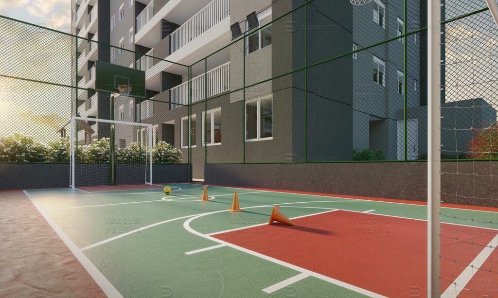 Lumi Sphere Vila Matilde, quadra poliesportiva com trave e tela de proteção