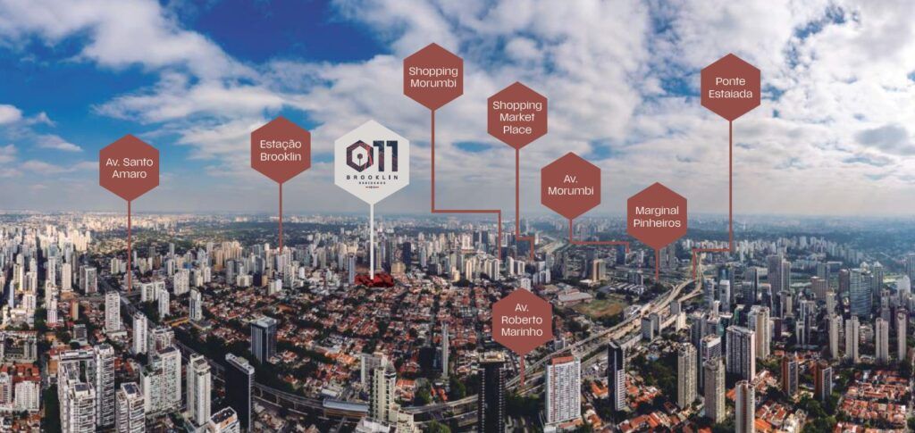 011 Brooklin Residence, vista aérea do bairro com pontos de interesse