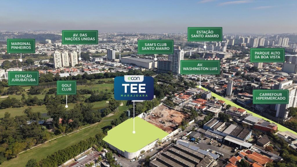 TEE Marajoara, vista aérea do bairro com pontos de interesse