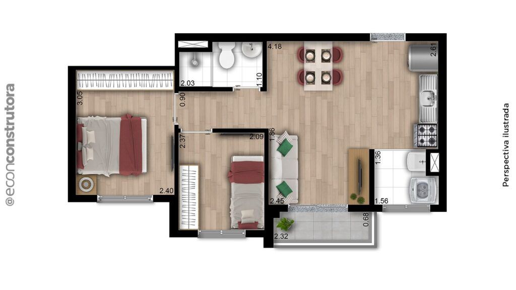 Lumi Spark Vila Matilde, planta do apartamento, opção 2