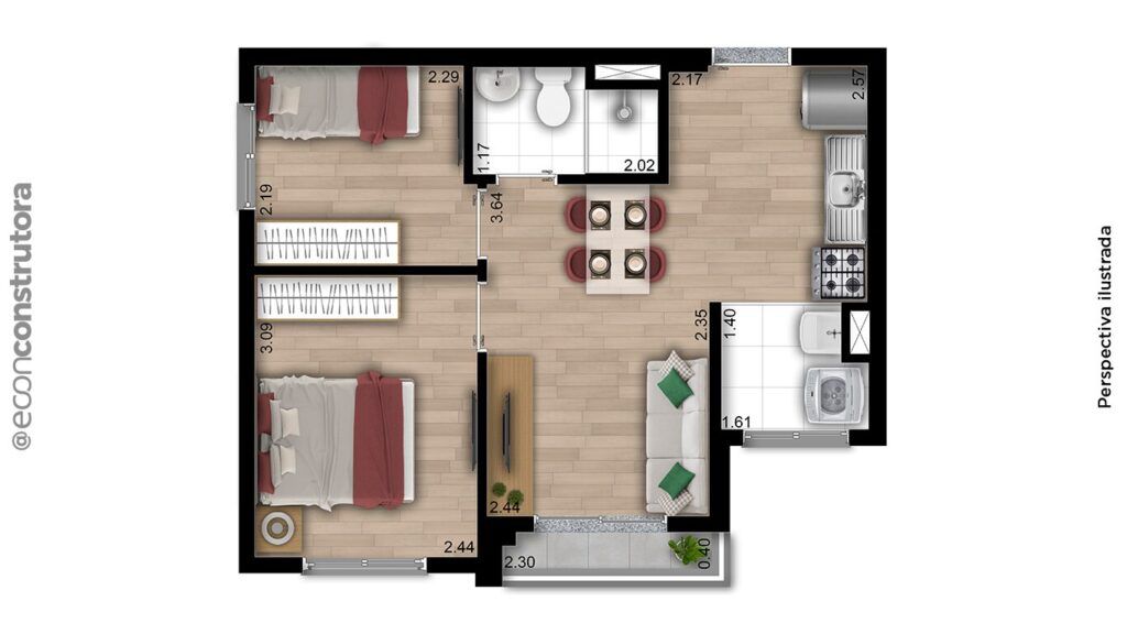 Lumi Spark Vila Matilde, planta do apartamento, opção 3