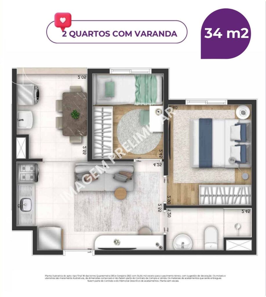 NOVVO Vila Prudente, planta do apartamento, foto 3