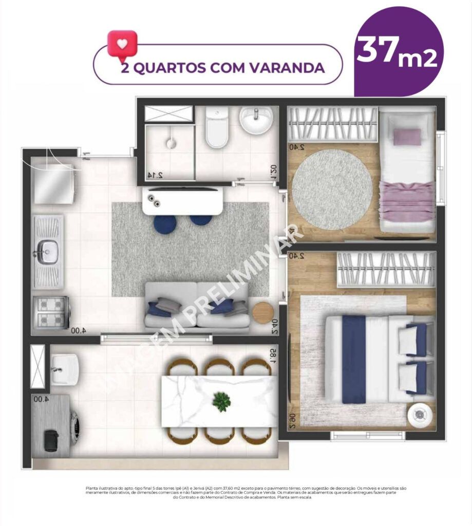 NOVVO Vila Prudente, planta do apartamento, foto 2