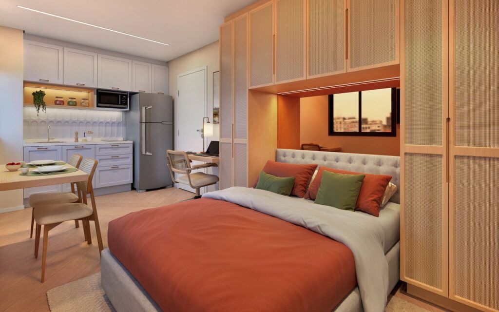VINX Bresser Mooca, apartamento decorado com dormitório e armários