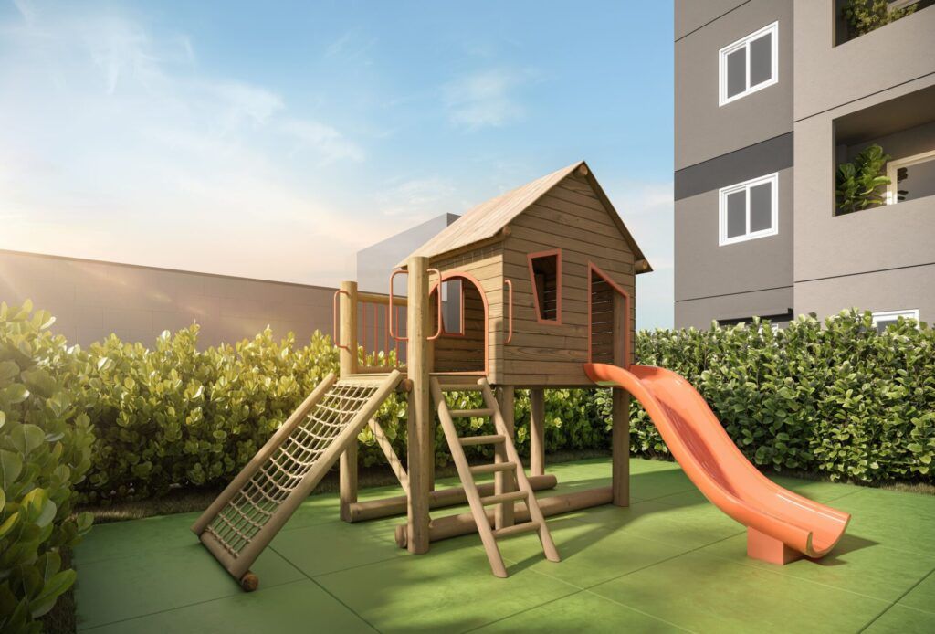 Vivaz Selection Santo Amaro, playground com casinha de madeira e escorregador