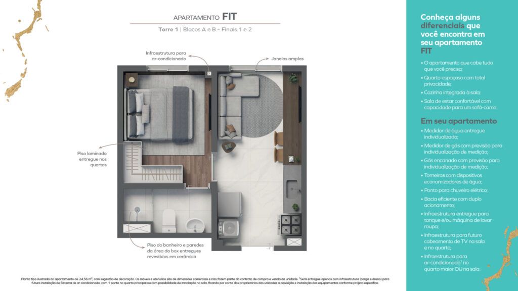 Vivaz Selection Santo Amaro, planta do apartamento Fit, opção 2