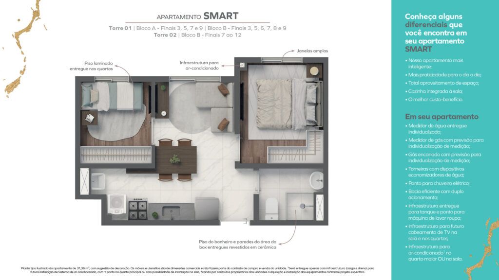 Vivaz Selection Santo Amaro, planta do apartamento Smart