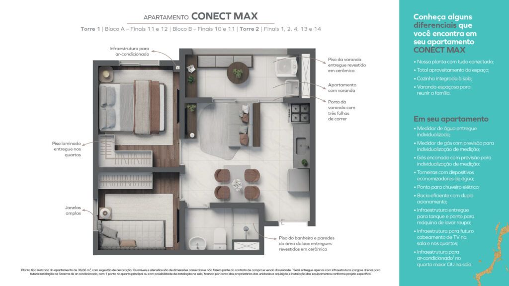 Vivaz Selection Santo Amaro, planta do apartamento com opções de personalização