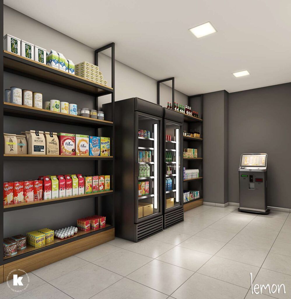Gran Kazzas Nações Unidas, minimercado autônomo com geladeiras e prateleiras