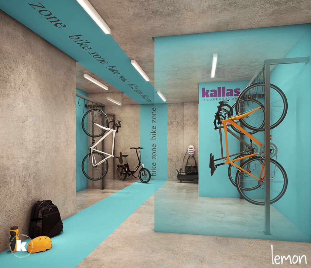 Gran Kazzas Nações Unidas, bicicletário com suportes e oficina de manutenção