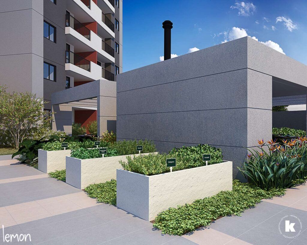 Gran Kazzas Nações Unidas, jardim com paisagismo entre as torres