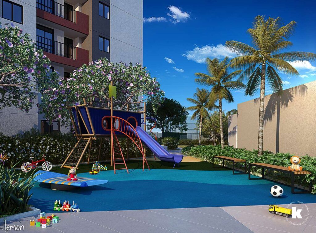 Gran Kazzas Nações Unidas, piscina com playground aquático e palmeiras