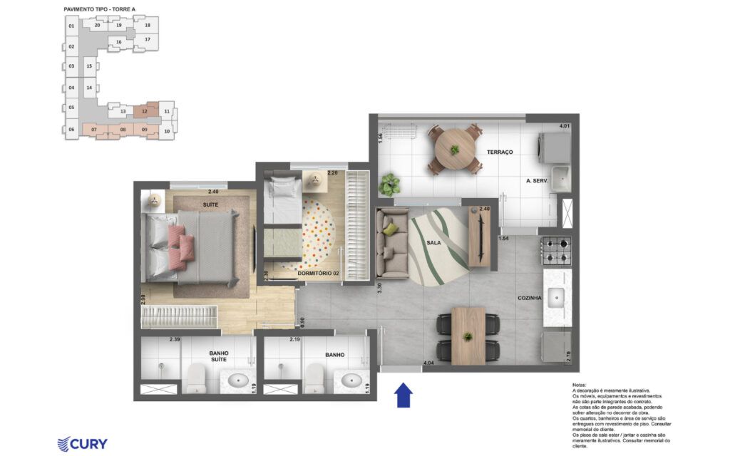 LIKE Campo Limpo, planta do apartamento, opção 1