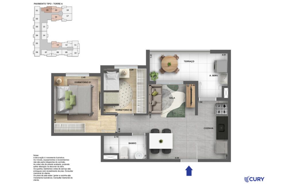 LIKE Campo Limpo, planta do apartamento, opção 2