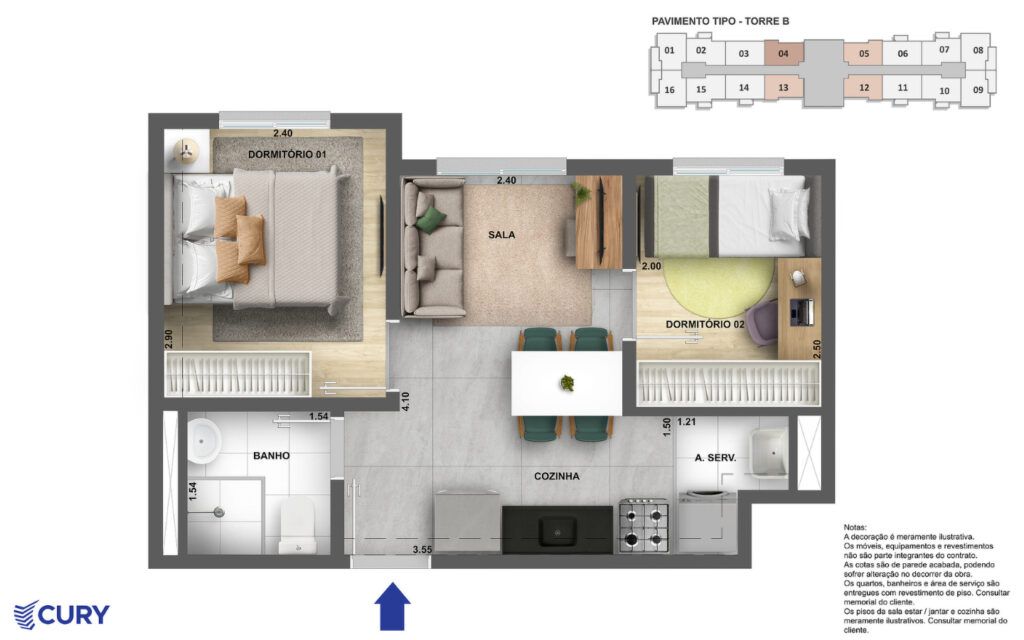 LIKE Campo Limpo, planta do apartamento, opção 4