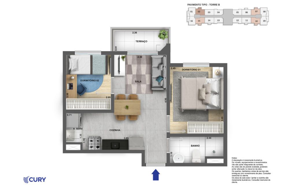 LIKE Campo Limpo, planta do apartamento, opção 5