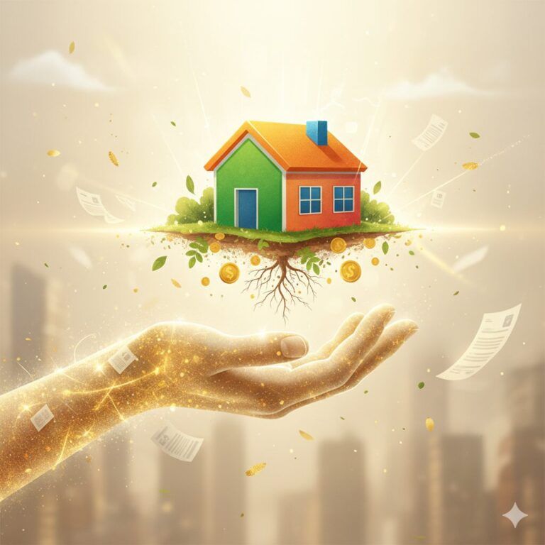 Ilustração Conceitual Mostrando Uma Mão Luminosa Sustentando Uma Pequena Casa Dourada, Representando O Subsídio Habitacional Do Programa Minha Casa Minha Vida 2026. A Imagem Simboliza O Apoio Do Governo Que Ajuda Famílias Brasileiras A Realizarem O Sonho Do Primeiro Apartamento Com O Apoio Da Iapartamentos Conquista.