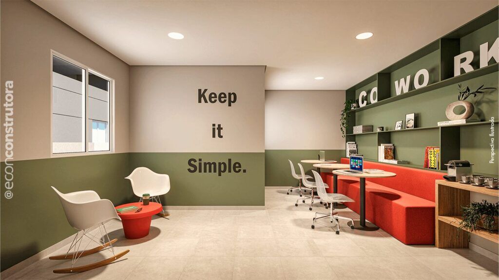LIV Parque do Carmo, coworking com bancada e estações de trabalho