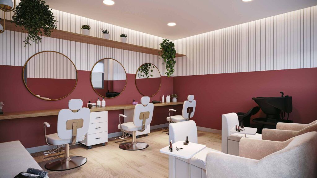 Novo Mundo Carrão, espaço beauty com bancadas e cadeiras de cabeleireiro
