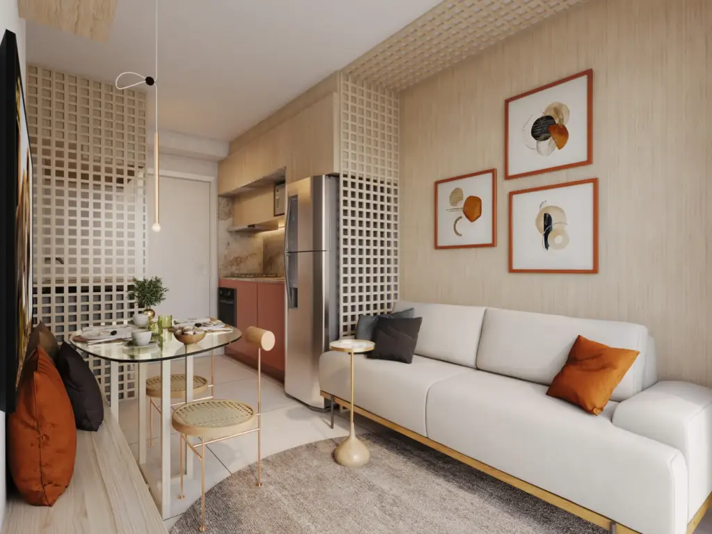 Plano Mais Interlagos Refúgio, apartamento decorado com sala de estar
