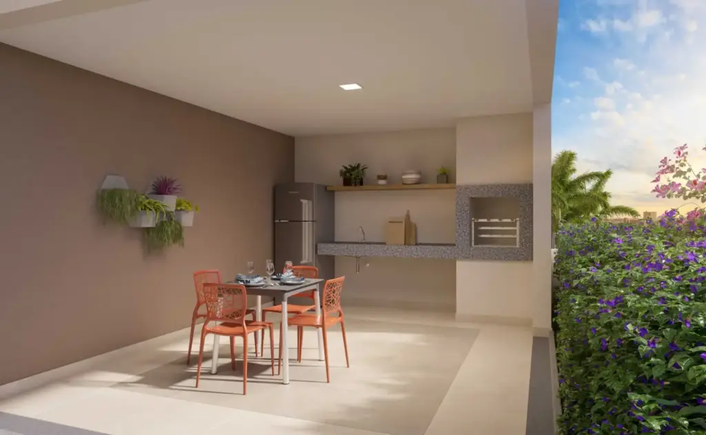 Plano Mais Interlagos Refúgio, apartamento decorado com cozinha integrada à sala