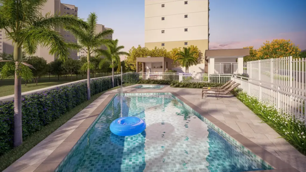 Plano Mais Interlagos Reserva, piscina com deck e paisagismo
