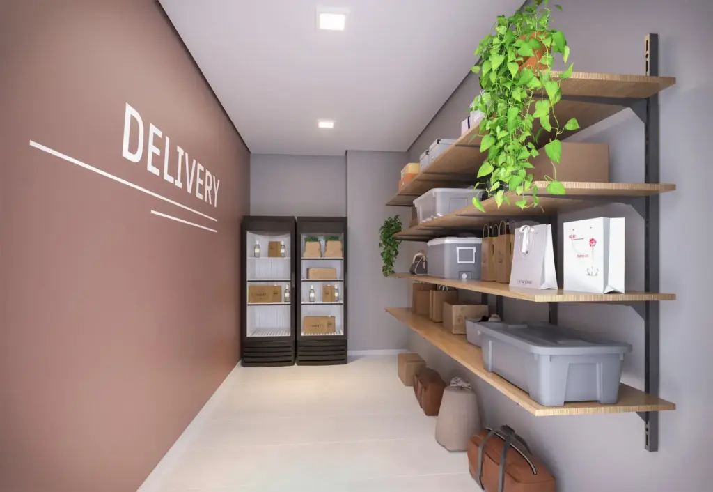 Plano Mais Interlagos Reserva, espaço delivery com armários para encomendas