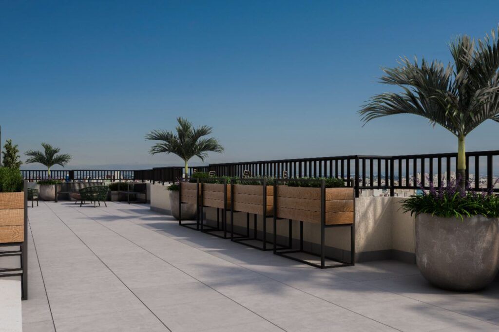 Auge Panamby, terraço com deck e vista da cidade