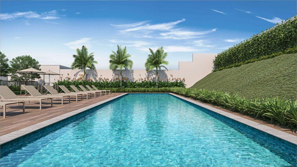 Vibra Conselheiro Carrão, piscina com deck e paisagismo