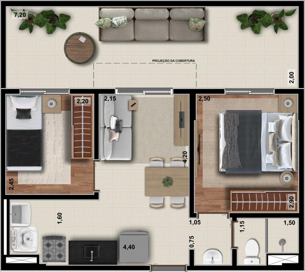 Auge Panamby, planta humanizada do apartamento