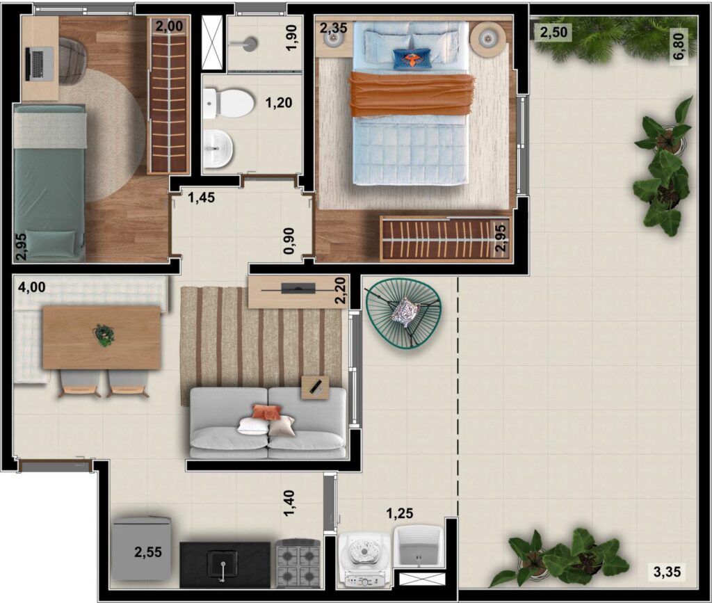 Auge Panamby, planta humanizada do apartamento