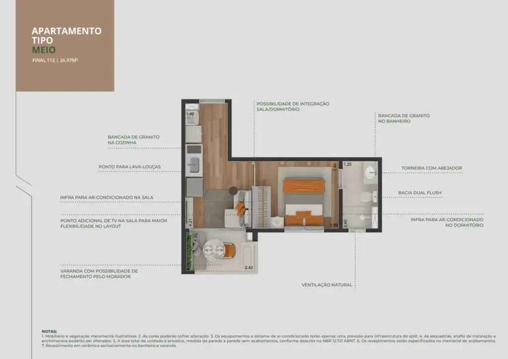 Brooklin Sky Home Tower, planta do apartamento, foto 3