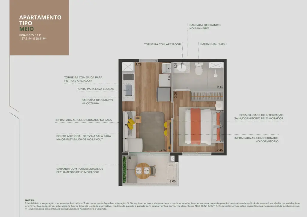 Brooklin Sky Home Tower, planta do apartamento, foto 6